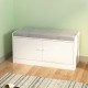 Shoe Storage Bench with 2 Door Cabinet, Entryway Bench with Shoe Storage, Shoe Bench with Cushion, Adjustable Shelves, Shoe Rack Bench for Entrance, Hallway, Bedroom, White+Gray