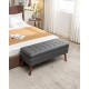 Storage Bench with Storage Bench for Bedroom End of Bed Bench Foot of Bed Bench Entryway Bench Storage Ottoman Bench 43.3 Inch  W x 17.7 Inch  Dark Grey Leather Bench