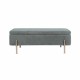 Upholstered Storage Bench Rectangular Ottoman Entryway Bench Storage Chest with Padded Seat Bed End Stool for Hallway Living Room Bedroom, Green Chenille Fabric