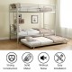 Heavy-duty Sturdy Meta Twin over Twin with Trundle Bunk Bed/l/ Noise Reduced/ Safety Guardrail/No Box Spring Needed,Gray Silver