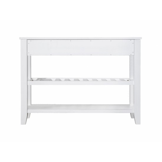 Console Sofa Table with 2 Storage Drawers and 2 Tiers Shelves, Mid-Century Style 42'' Solid Wood Buffet Sideboard for Living Room Furniture Kitchen Dining Room Entryway Hallway, Antique White