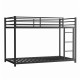 Metal Twin over Twin Bunk Bed/ Heavy-duty Sturdy Metal/ Noise Reduced/ Safety Guardrail/No Box Spring Needed,Black