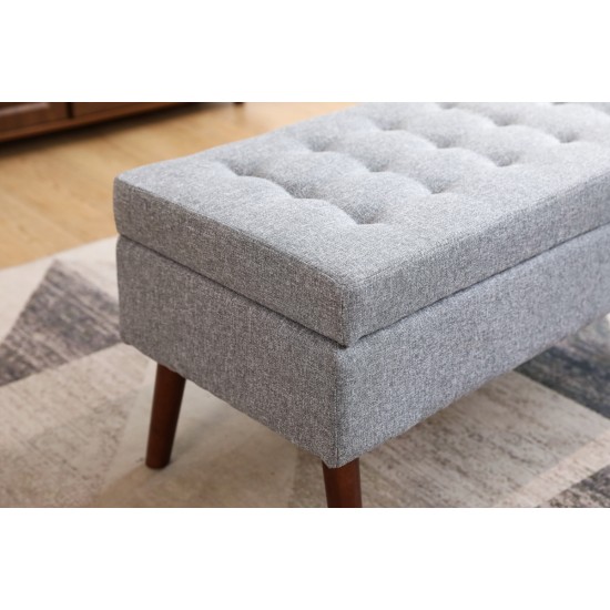 Storage Bench with Storage Bench for Bedroom End of Bed Bench Foot of Bed Bench Entryway Bench Storage Ottoman Bench 43.7 Inch  W x 18.1 Inch  D Grey Linen Bench