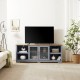 Modern Farmhouse TV Media Stand, Large Home Entertainment Console, for TV Up to 80'', with Open Shelves and Glass Door Cabinets, Light Blue and Light Oak, 70 Inch W*15.55 Inch D*26.85 Inch H