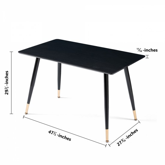 Black Modern Kitchen Dining MDF Table For Smart Home