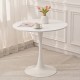 31.5 Inch  Round Dining Table, Mid-Century White Tulip Table, Metal Base Pedestal Table for 2-4 Person,Easy Assembled Leisure Coffee Table