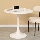 31.5 Inch  Round Dining Table, Mid-Century White Tulip Table, Metal Base Pedestal Table for 2-4 Person,Easy Assembled Leisure Coffee Table