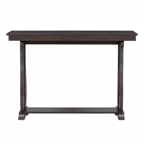 TREXM 48-Inch Rustic Vintage Console Table --- Farmhouse Style Entryway Table with Open Shelf and Sturdy Construction for Entryway and Living Room (Espresso)