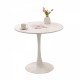 31.5 Inch  Round Dining Table, Mid-Century White Tulip Table, Metal Base Pedestal Table for 2-4 Person,Easy Assembled Leisure Coffee Table