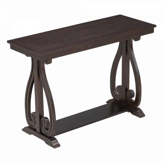 TREXM 48-Inch Rustic Vintage Console Table --- Farmhouse Style Entryway Table with Open Shelf and Sturdy Construction for Entryway and Living Room (Espresso)