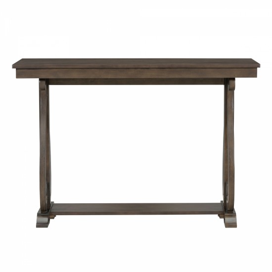 TREXM 48-Inch Rustic Vintage Console Table --- Farmhouse Style Entryway Table with Open Shelf and Sturdy Construction for Entryway and Living Room (Walnut)