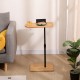 Couch Tray Table Bamboo Height Adjustable Side Table for Sofa C-shaped Oval End Tables with Slots for Bed & Chairs in Living Room & Bedroom (Oval + Rectangle)