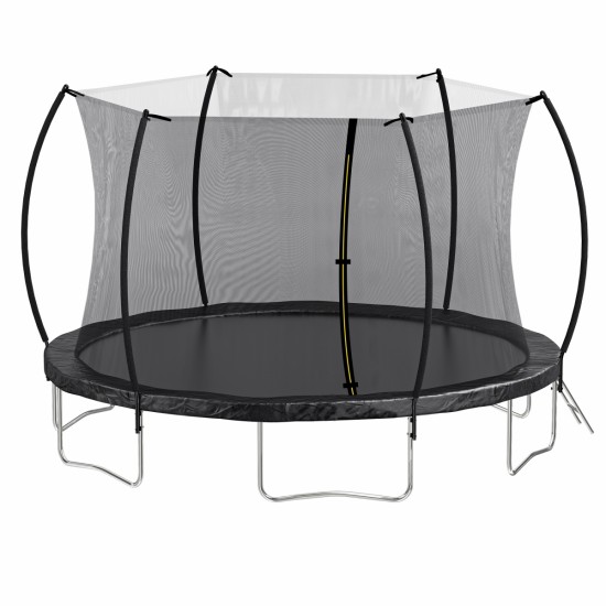 14FT Trampoline (Double-side color pad) ,  Trampoline for Kids and Adults with Enclosure Net and Ladder,Curved fence pole