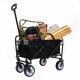 Collapsible Foldable Wagon Cart with strapping system, Beach Wagon , Utility Cart , Utility Wagon Grocery Cart for Camping Shopping Sports Gardeing Fishing Supports 225lbs  All-Terrain Wheels black