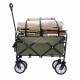 Collapsible Foldable Wagon Cart with strapping system, Beach Wagon , Utility Cart , Utility Wagon Grocery Cart for Camping Shopping Sports Gardeing Fishing Supports 225lbs ,All-Terrain Wheels brown