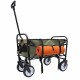 Collapsible Foldable Wagon Cart with strapping system, Beach Wagon , Utility Cart , Utility Wagon Grocery Cart for Camping Shopping Sports Gardeing Fishing Supports 225lbs ,All-Terrain Wheels brown