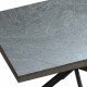 55.11 Inch  -70.86 Inch Retro Rectangular Stretch Dining Table,Grey stone Top And Black Relief Plate, Black Fine Sand Cross Iron Foot Base Dining Table, With Storage Box.