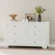 6 Drawers Elegant Design Wooden Dresser, Retro Style Storage Cabinet with Metal Handles for Bedroom, White