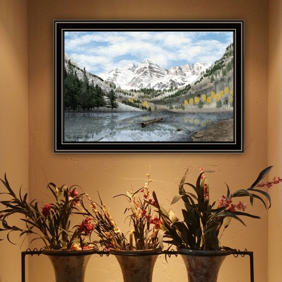 Trendy Decor 4U The Maroon Bells Black Framed Wall Art for Living Room, Bedroom Wall Art Print for Home Decor by Billy Jacobs