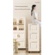 25.59 Inch  Side Wide Folding Wardrobe , 25.59 Inch ×15.75 Inch ×70.87  Inch , with Magnetic Door, Plastic Storage Cabinet with Wheels(One layer of wardrobe + Three  layers of folding boxes+10 hangers )