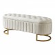 Elegant Upholstered Velvet Storage Ottoman with Button-Tufted,Storage Bench with Metal Legs for Bedroom,Living Room,Fully Assembled Except Legs,Beige