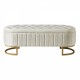 Elegant Upholstered Velvet Storage Ottoman with Button-Tufted,Storage Bench with Metal Legs for Bedroom,Living Room,Fully Assembled Except Legs,Beige