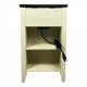 Farmhouse End Table Bedside Table with Charging Station,Night Stand with Barn Door and Drawer, Storage for Bedroom Living Room ,Bedside Table,  White+Black color