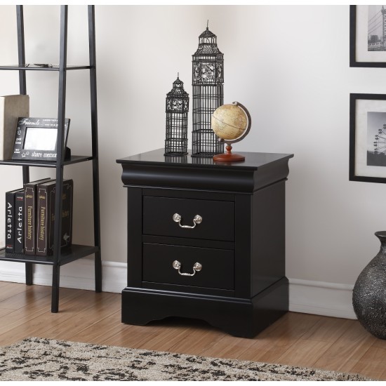 Louis Black Finish Philippe III Nightstand