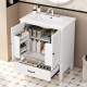 30 Inch  Bathroom Vanity with Sink Vintage Style, Multi-functional Storage Space, Door Shelf, Soft-closing Door, White