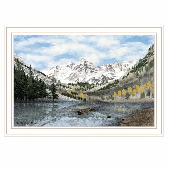 Trendy Decor 4U The Maroon Bells White Framed Wall Art for Living Room, Bedroom Wall Art Print for Home Decor by Billy Jacobs