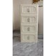 Cream White 19.69 Inch  Side Wide Folding Storage Cabinet ,3 Tiers,19.69 Inch ×11.81 Inch ×31.1 Inch ,Collapsible Storage Bins with Magnetic Door, Plastic Storage Cabinet with Wheels