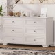 6 Drawers Elegant Design Wooden Dresser, Retro Style Storage Cabinet with Metal Handles for Bedroom, White