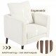 Teddy Fabric Accent Chair, Fabric Armchair Club Chair,Barrel Chair,Upholstered Arm Chair with Solid Wood Legs,Waist Pillow,Padded Single Chair for Living Room/Bedroom/Study/Waiting Room,White