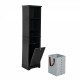 64 Inch  Tall Bathroom Storage Cabinet for Small Space, Floor Standing Cabinet for Living Room Bathroom Home Office Kitchen, 4 Adjustable Shelves & Laundry Hamper, Hidden Clothes Storage Space, Black