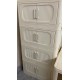 Cream White 19.69 Inch  Side Wide Folding Storage Cabinet ,3 Tiers,19.69 Inch ×11.81 Inch ×31.1 Inch ,Collapsible Storage Bins with Magnetic Door, Plastic Storage Cabinet with Wheels