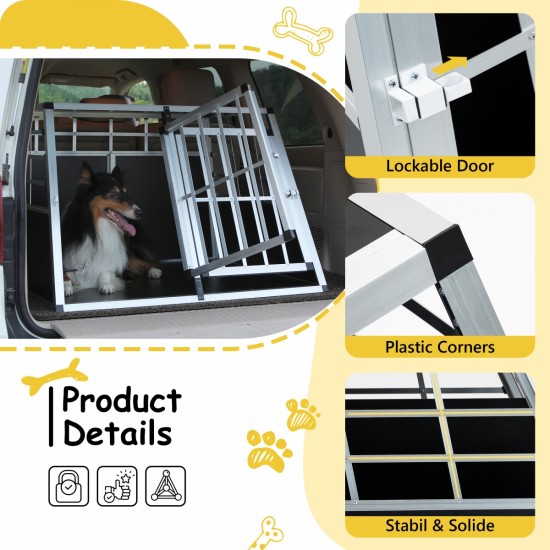 Double Doors Pet Car Transport Cage Aluminium Puppy Travel Crate Box Trapezoidal Kennel Dog Cat Carrier Cage