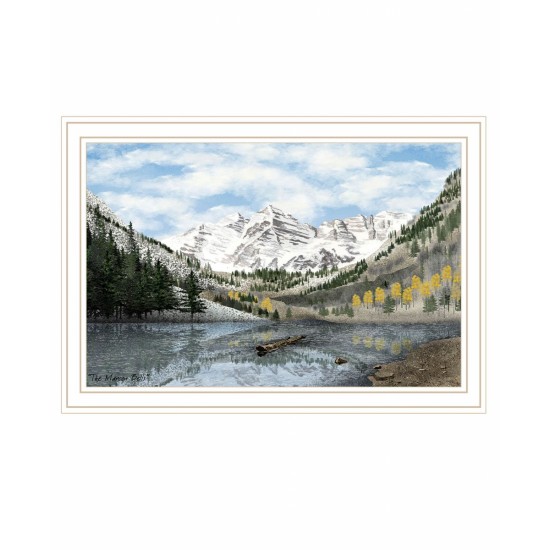 Trendy Decor 4U The Maroon Bells White Framed Wall Art for Living Room, Bedroom Wall Art Print for Home Decor by Billy Jacobs