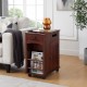 Powered Traditional End Table with Charging Station, Narrow Side Table with USB Ports and Outlets, Nightstand with Storage, Bedside Tables with Wheels for Living Room, Bedroom,Red Walnut