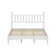 Queen Size Wood Platform Bed with Gourd Shaped Headboard,Retro Style Platform Bed with Wooden Slat Support,White