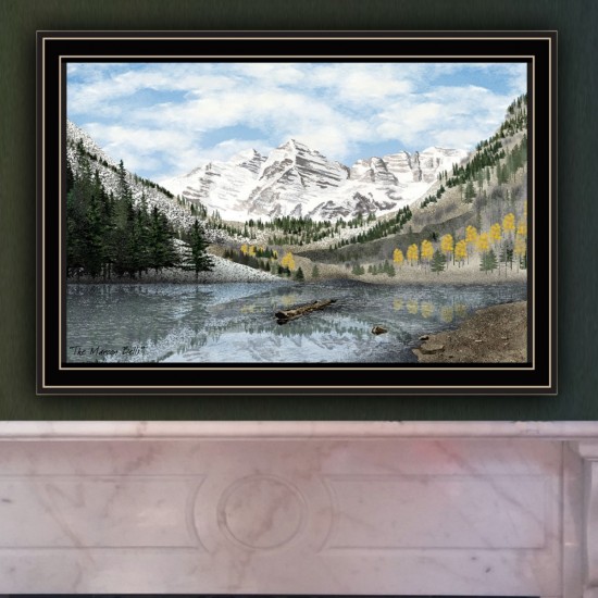 Trendy Decor 4U The Maroon Bells Black Framed Wall Art for Living Room, Bedroom Wall Art Print for Home Decor by Billy Jacobs