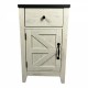 Farmhouse End Table Bedside Table with Charging Station,Night Stand with Barn Door and Drawer, Storage for Bedroom Living Room ,Bedside Table,  White+Black color