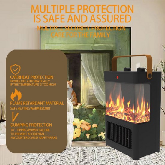 Electric Fireplace Heater for Indoor Use, 1500W Space Heater Fireplace with 3D LED Flame, Double Safety Protection, Portable Fireplace Heater for Home Office Christmas Decoration