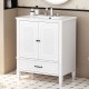 30 Inch  Bathroom Vanity with Sink Vintage Style, Multi-functional Storage Space, Door Shelf, Soft-closing Door, White