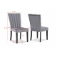 2pc Casual Upholstered Velvet Upholstery Chair Channel Tufted Back Wooden Dining Room Furniture Gray Black