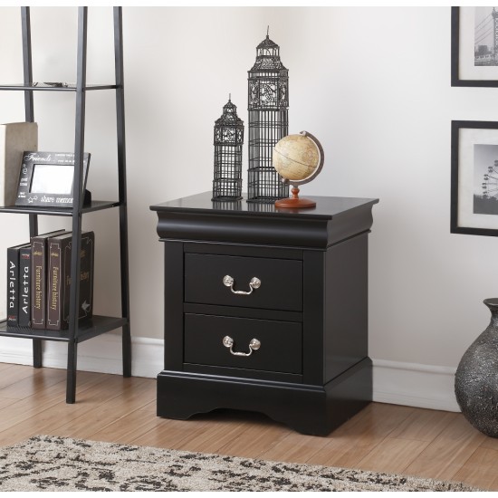 Louis Black Finish Philippe III Nightstand