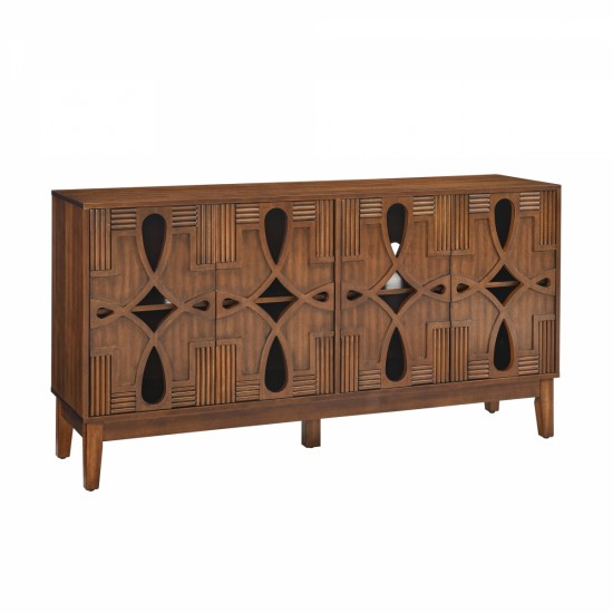 60.5 Inch  Mid Century Modern Sideboard Buffet Cabinet with Storage, TV Media Console Table, Storage Cabinet with 4 Doors & Adjustable Shelves for Kitchen Dining Living Room Bedroom Entryway, Walnut