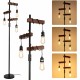 Dimmable Industrial Floor Lamp, Farmhouse Tree Floor Lamp, 68 Inch 3 Lights Wood Standing Lamp, Sturdy Base Tall Vintage Pole Light, Metal Black Floor Lamps for Living Room Bedroom Office Rustic Home