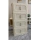 Cream White 19.69 Inch  Side Wide Folding Storage Cabinet ,3 Tiers,19.69 Inch ×11.81 Inch ×31.1 Inch ,Collapsible Storage Bins with Magnetic Door, Plastic Storage Cabinet with Wheels