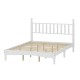 Queen Size Wood Platform Bed with Gourd Shaped Headboard,Retro Style Platform Bed with Wooden Slat Support,White