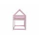 Twin over Twin Rubber Wood Floor Bunk Bed, with ladder,Guardrails,House-Shaped-Bunk Bed,Pink